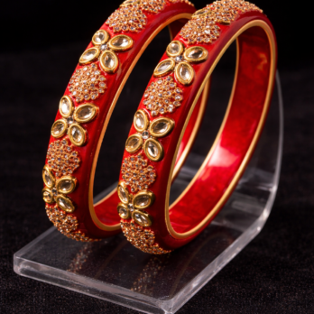 Royal Red Kundan Stone Bangle