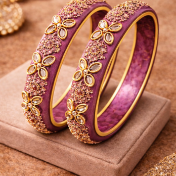 Royal  Purple Kundan Stone Bangle
