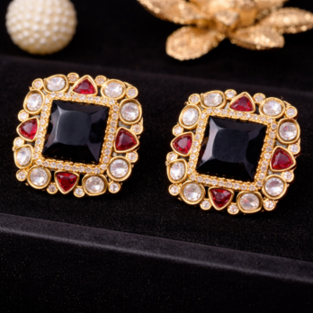 Black Kundan Earrings