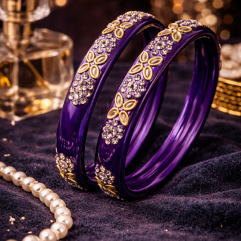 Purple&dark-blue kundan bangles